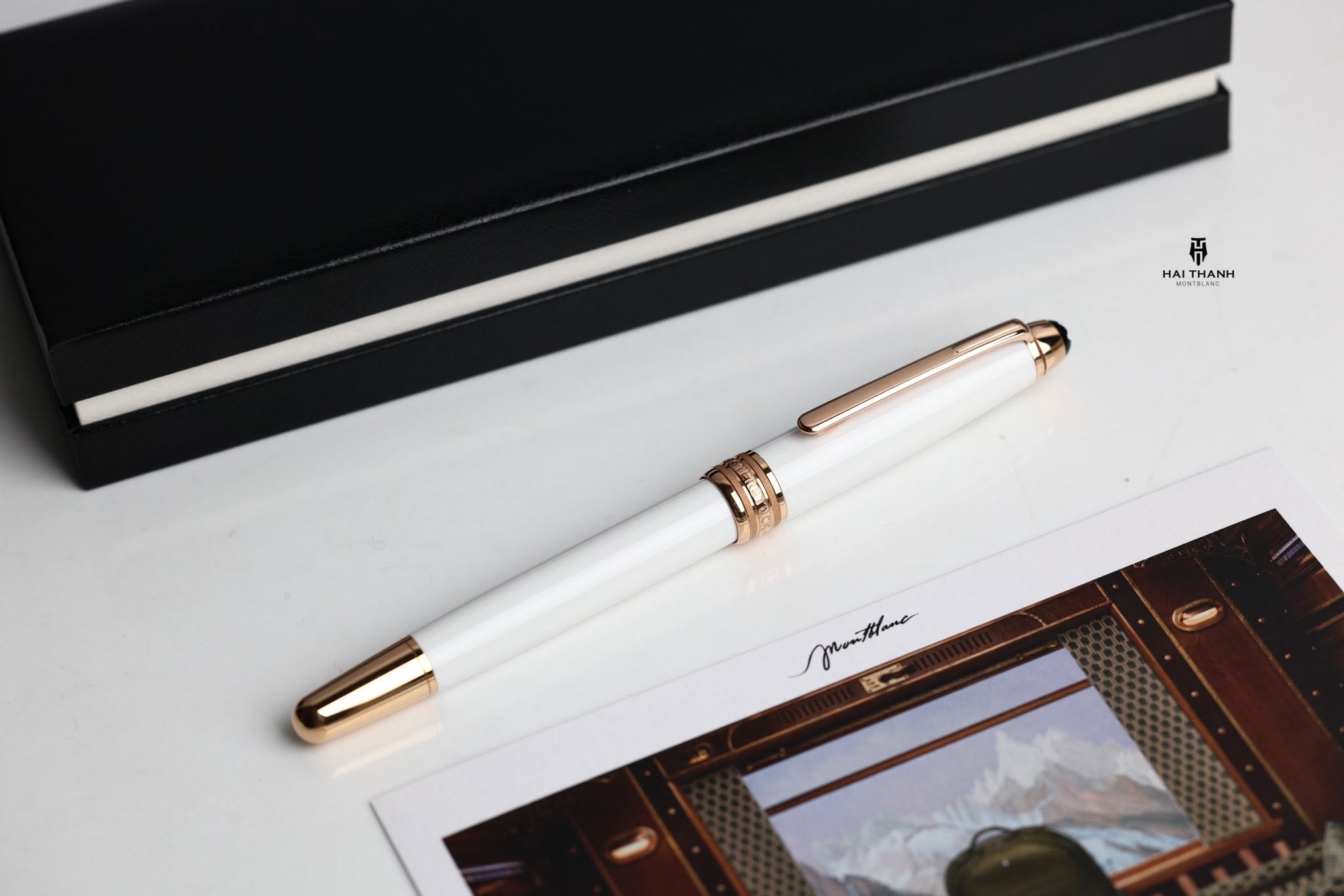 Bút Montblanc Chính Hãng Bút Dạ Bi Montblanc Meisterstück White Solitaire Rose Gold Classique 163 chính hãng