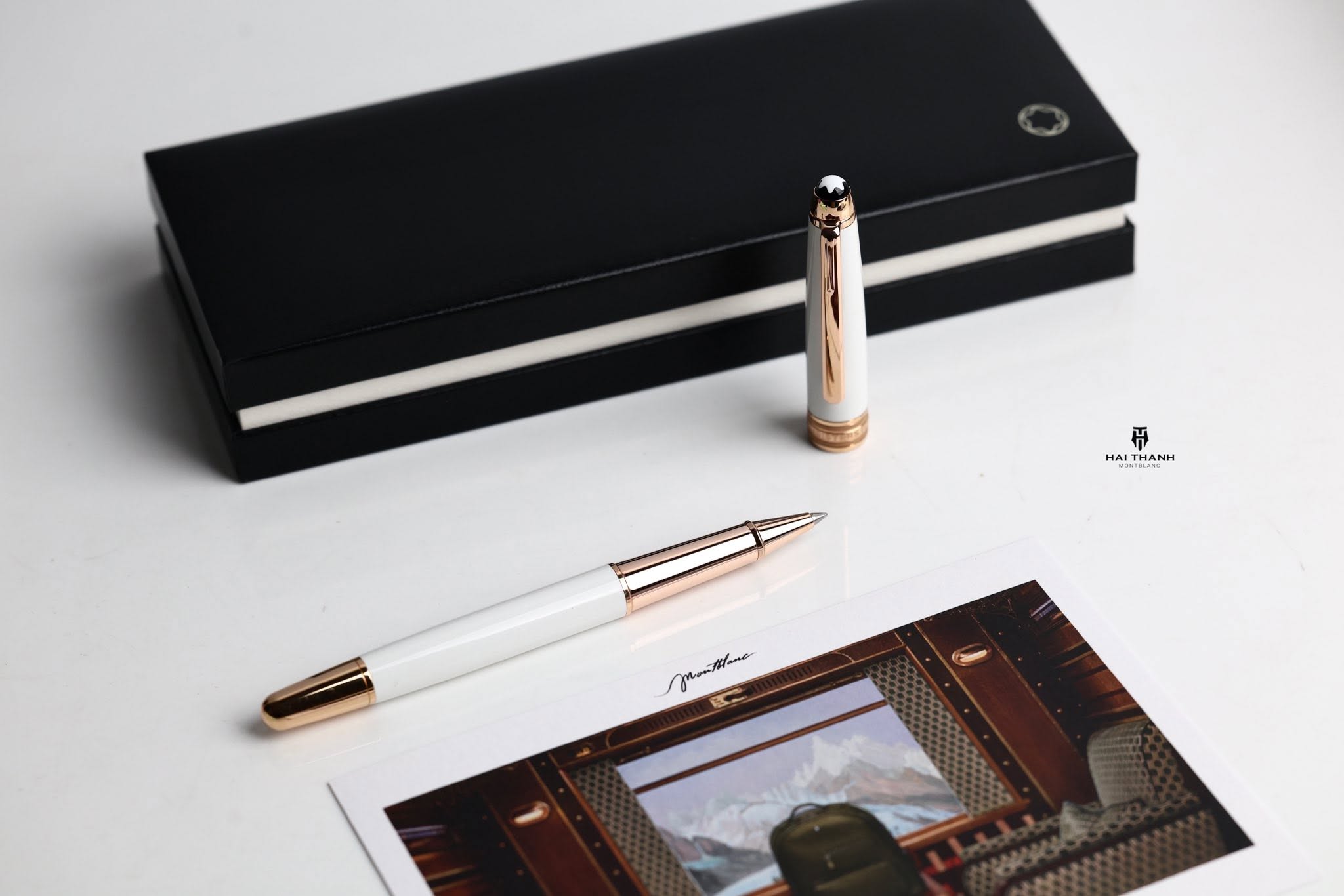 Bút Montblanc Chính Hãng Bút Dạ Bi Montblanc Meisterstück White Solitaire Rose Gold Classique 163 chính hãng
