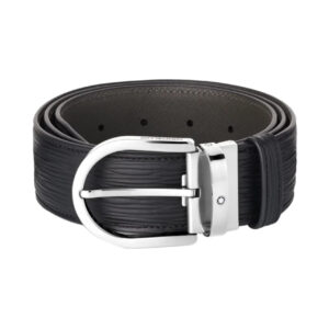 Dây Lưng Montblanc Horseshoe Buckle Printed Black 40 mm 131172 chính hãng